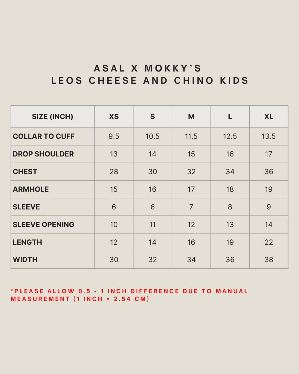ASAL X MOKKY&#39;S LEOS CHEESE AND CHINO KIDS IN CARDINAL