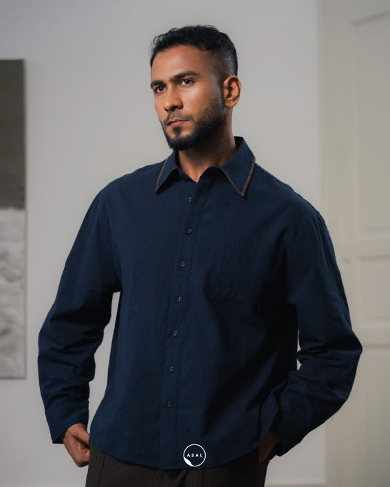 ASAL OXFORD SHIRT (100% COTTON) IN BARITONE BLUE