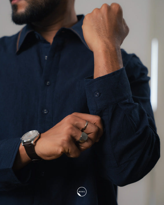ASAL OXFORD SHIRT (100% COTTON) IN BARITONE BLUE