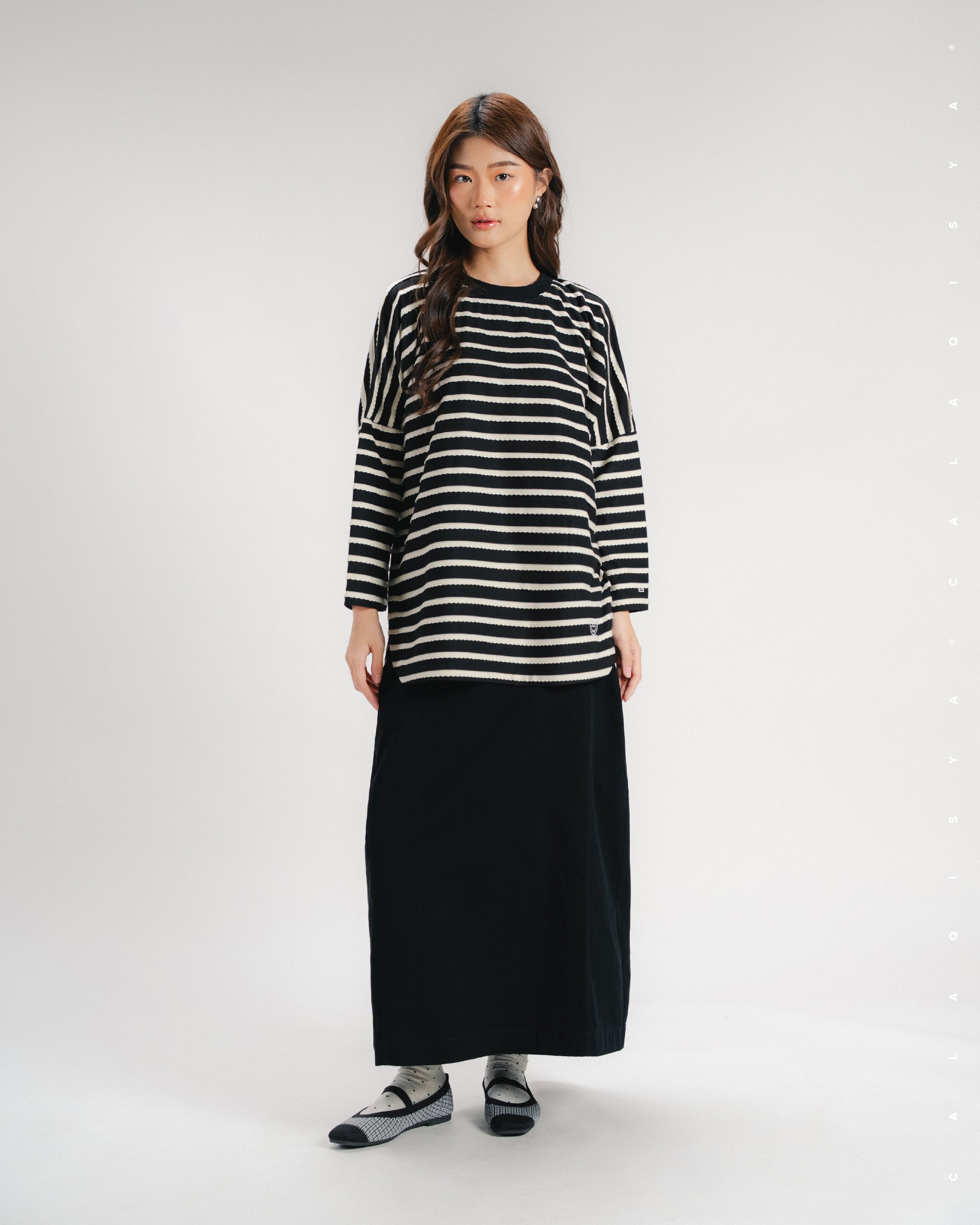 JARDIN STRIPE SHIRT IN BLACK BEAN