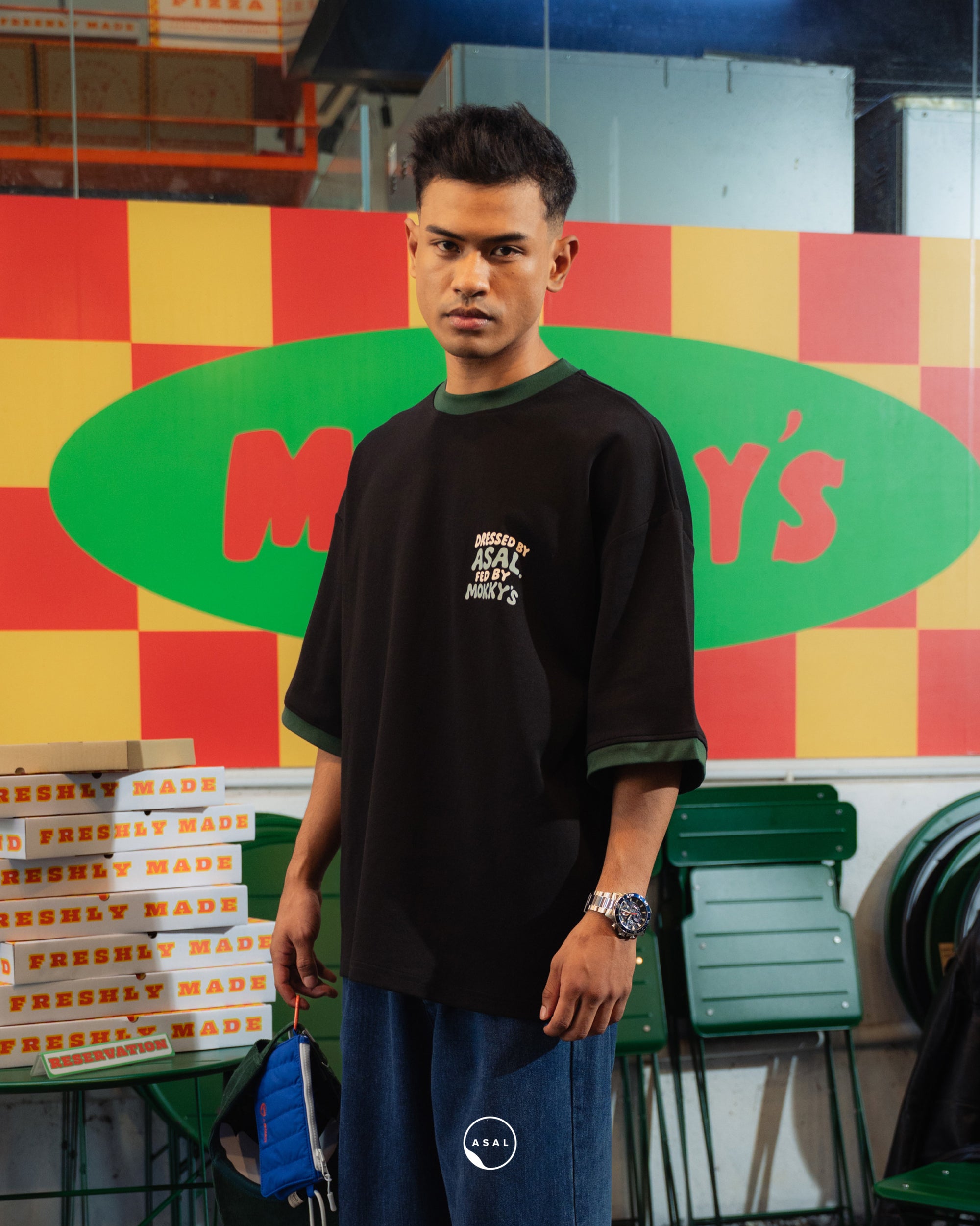 ASAL X MOKKY'S LEOS CHEESE AND CHINO IN BLACK