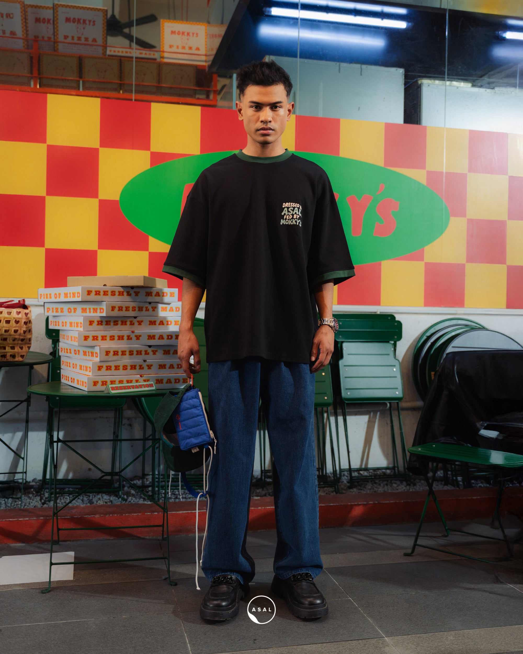 ASAL X MOKKY'S LEOS CHEESE AND CHINO IN BLACK