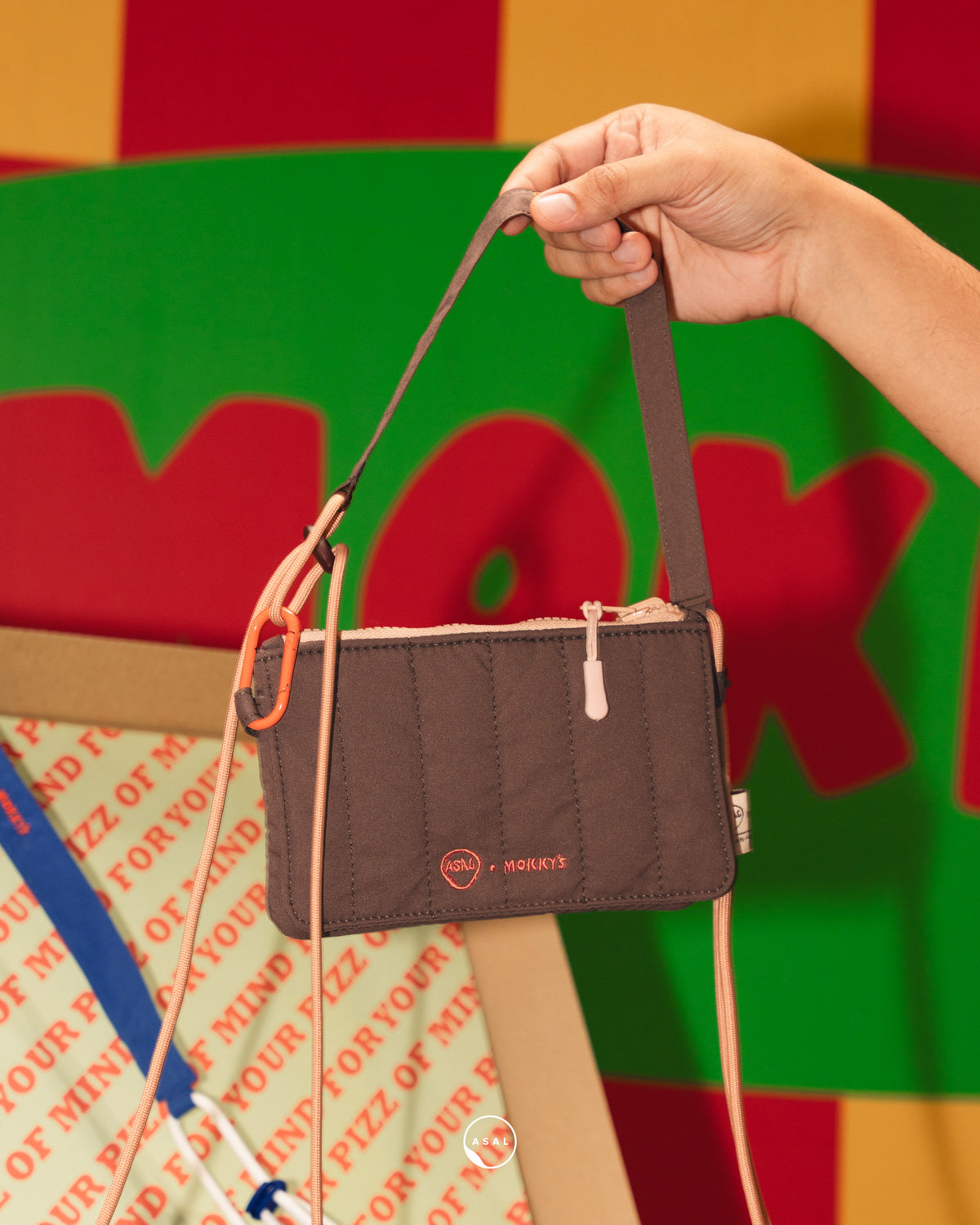 ASAL X MOKKY'S CHEEZY MINI STRAP BAG IN BROWN STONE