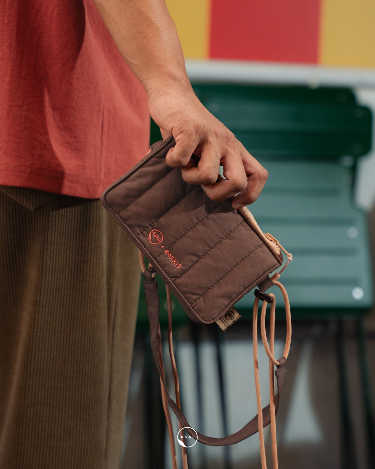 ASAL X MOKKY'S CHEEZY MINI STRAP BAG IN BROWN STONE