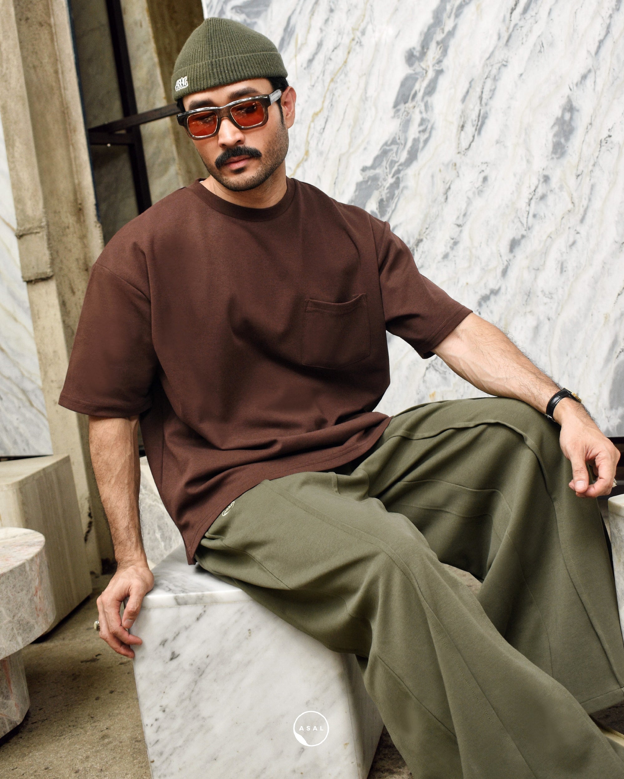 MINO PINTUCK PANTS IN BURNT OLIVE