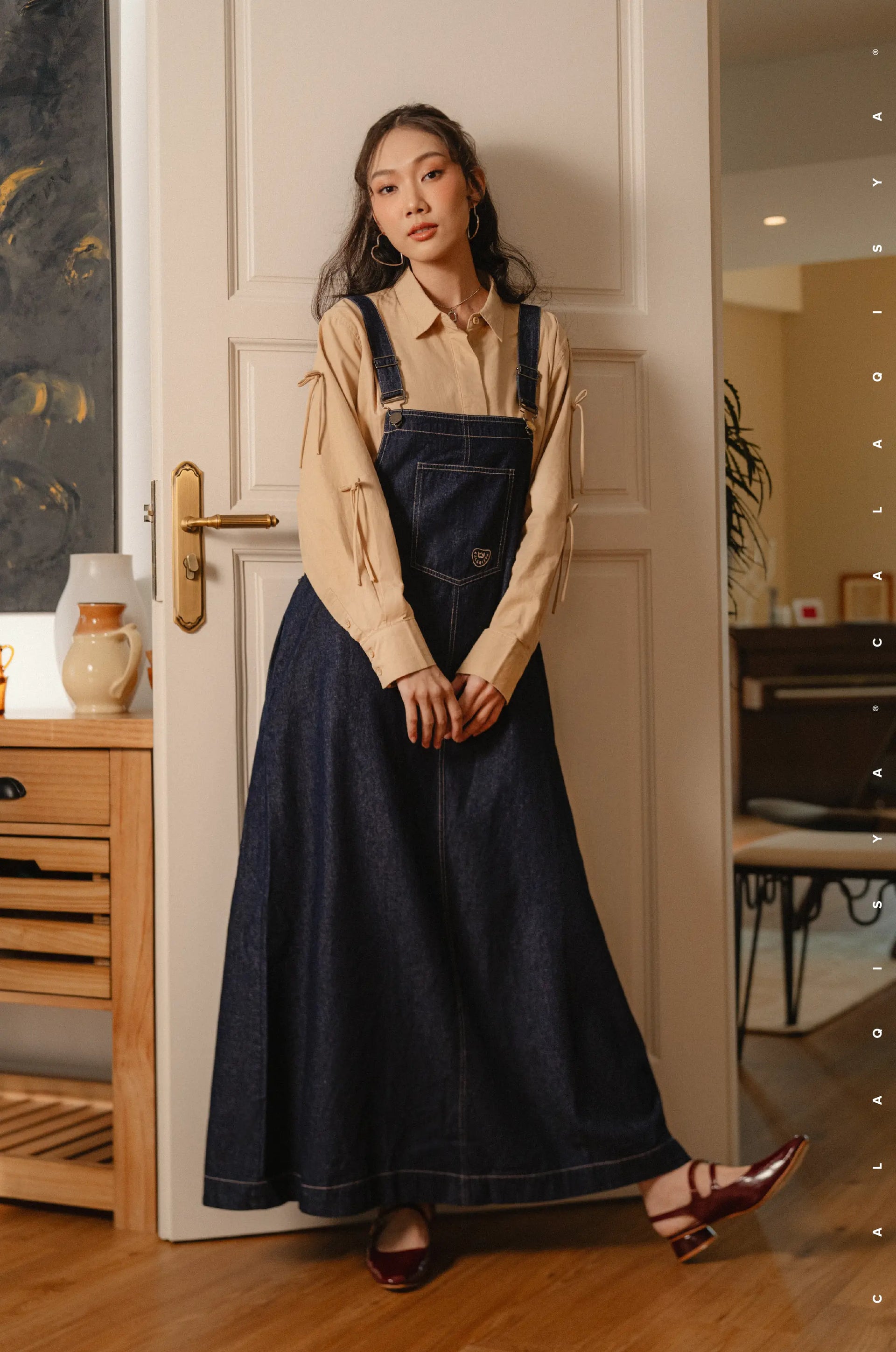 RANCH : HARVEST OVERALL DRESS 2.0 IN DARK BLUE DENIM CalaQisya RANCH : HARVEST OVERALL DRESS 2.0 IN DARK BLUE DENIM CalaQisya