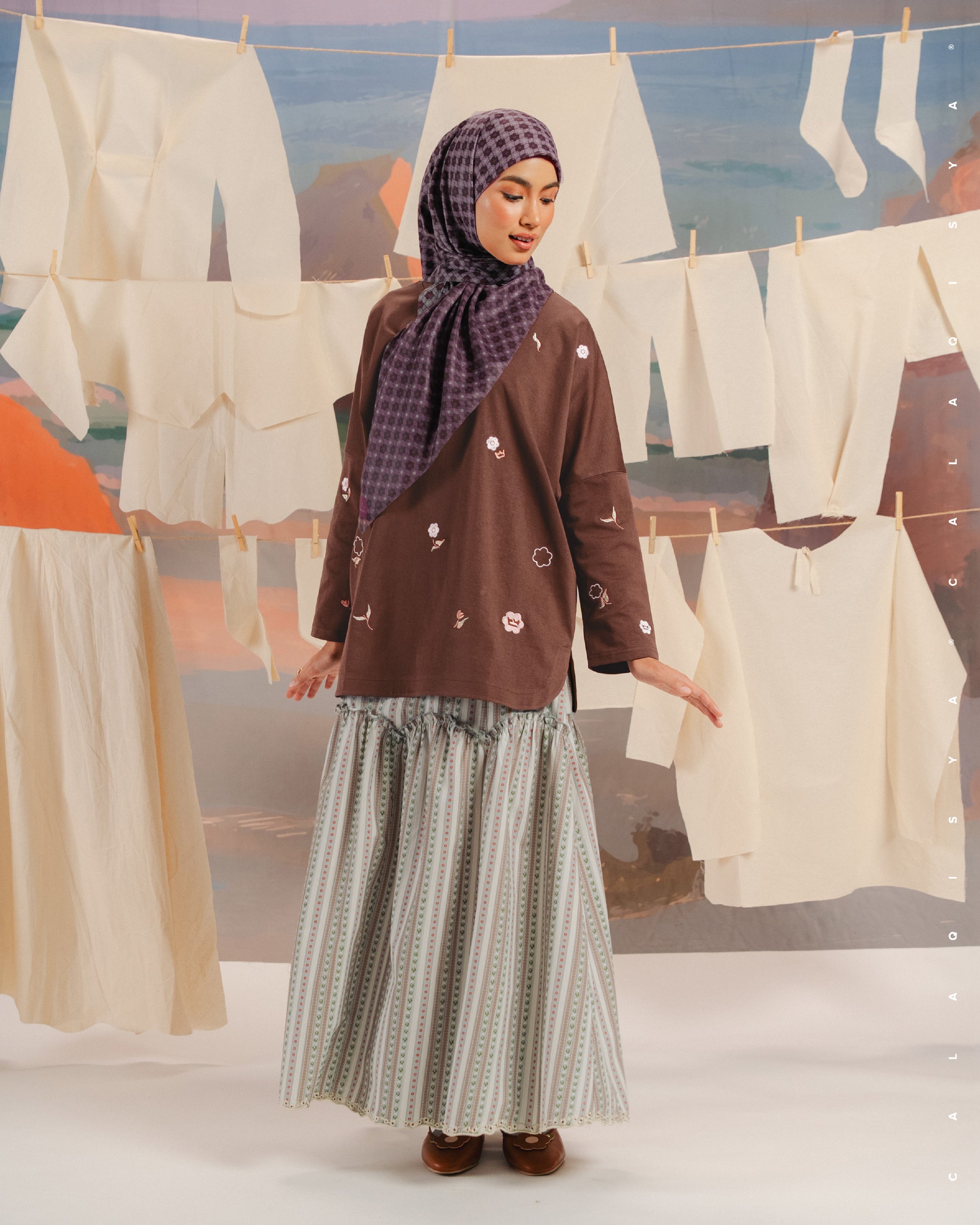 CQ X MACHINO CLOUD NIMBLE SHIRT (EMBROIDERY) IN DOWNTOWN BROWN