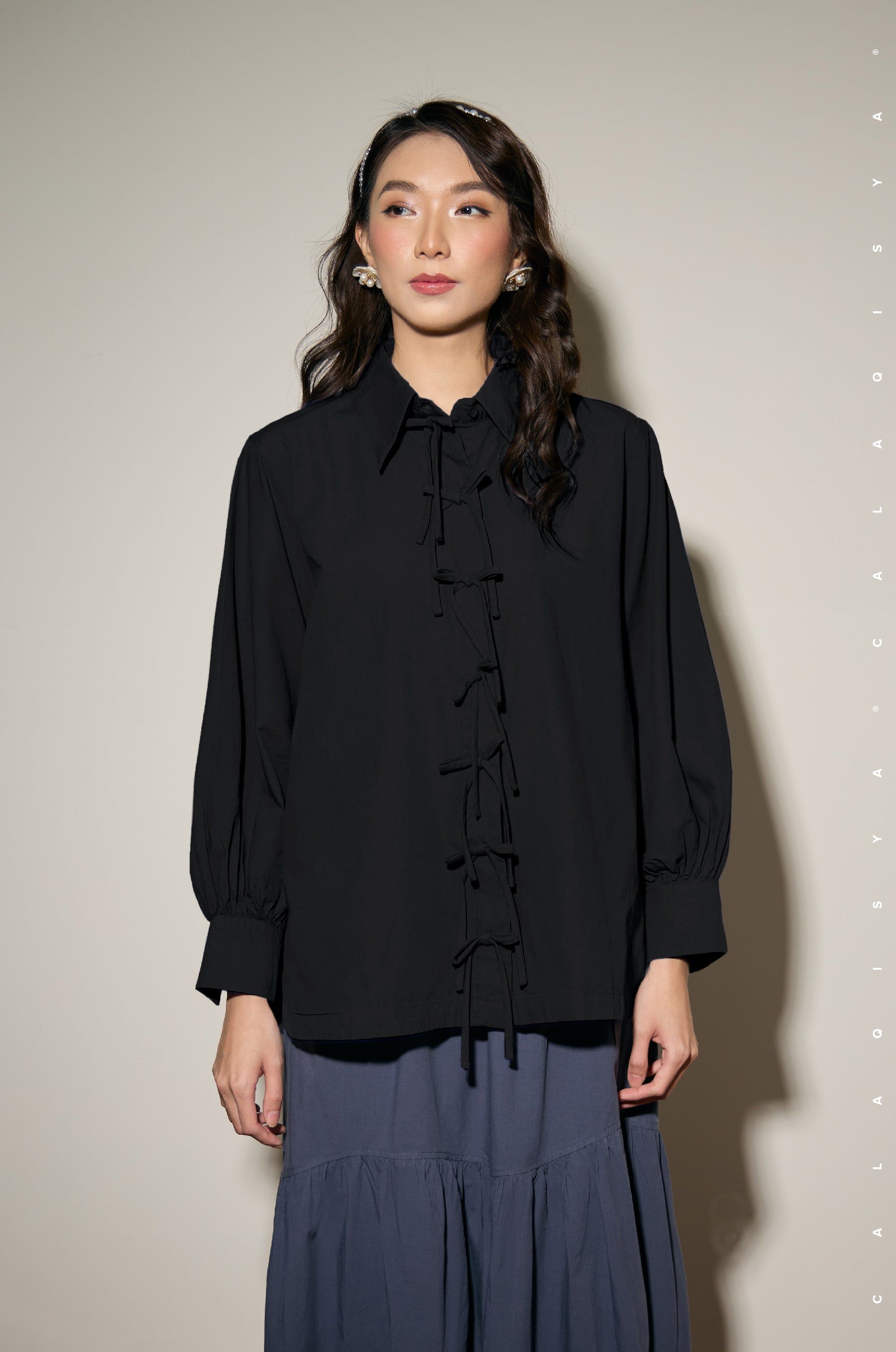 HELLO BOW : FLORENCE SHIRT IN BLACK