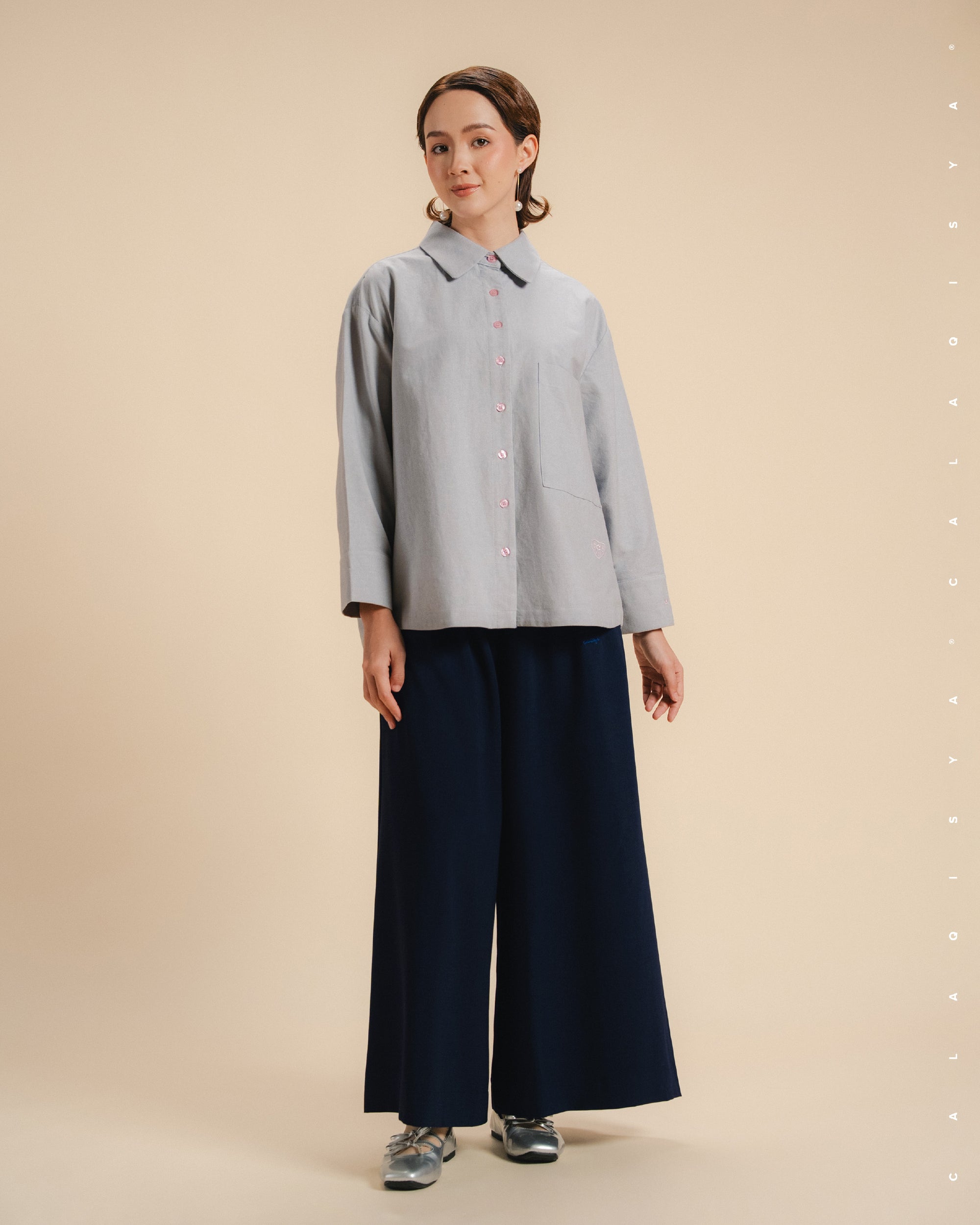 CQ OXFORD SHIRT (100% COTTON) IN GLACIER GREY