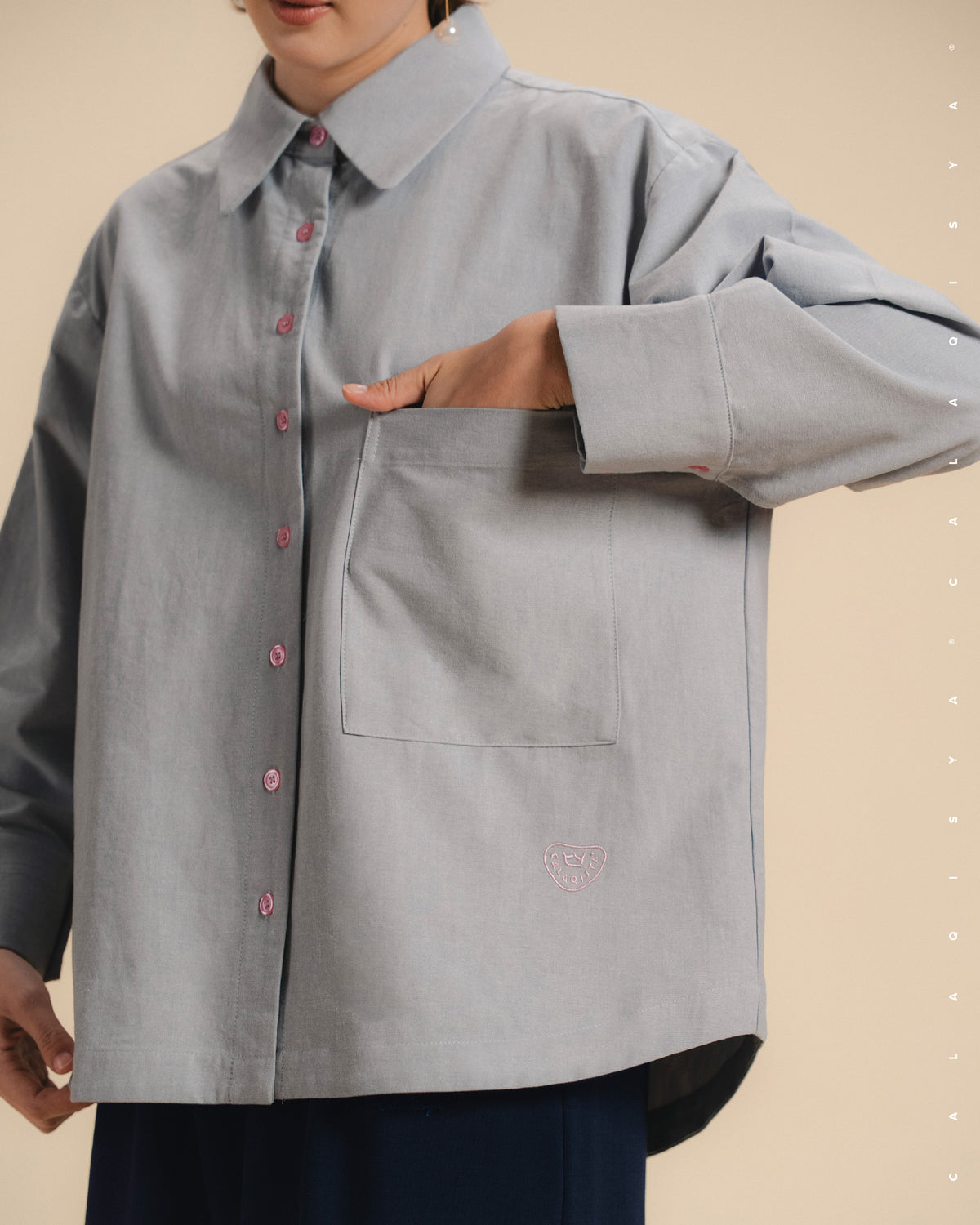 CQ OXFORD SHIRT (100% COTTON) IN GLACIER GREY