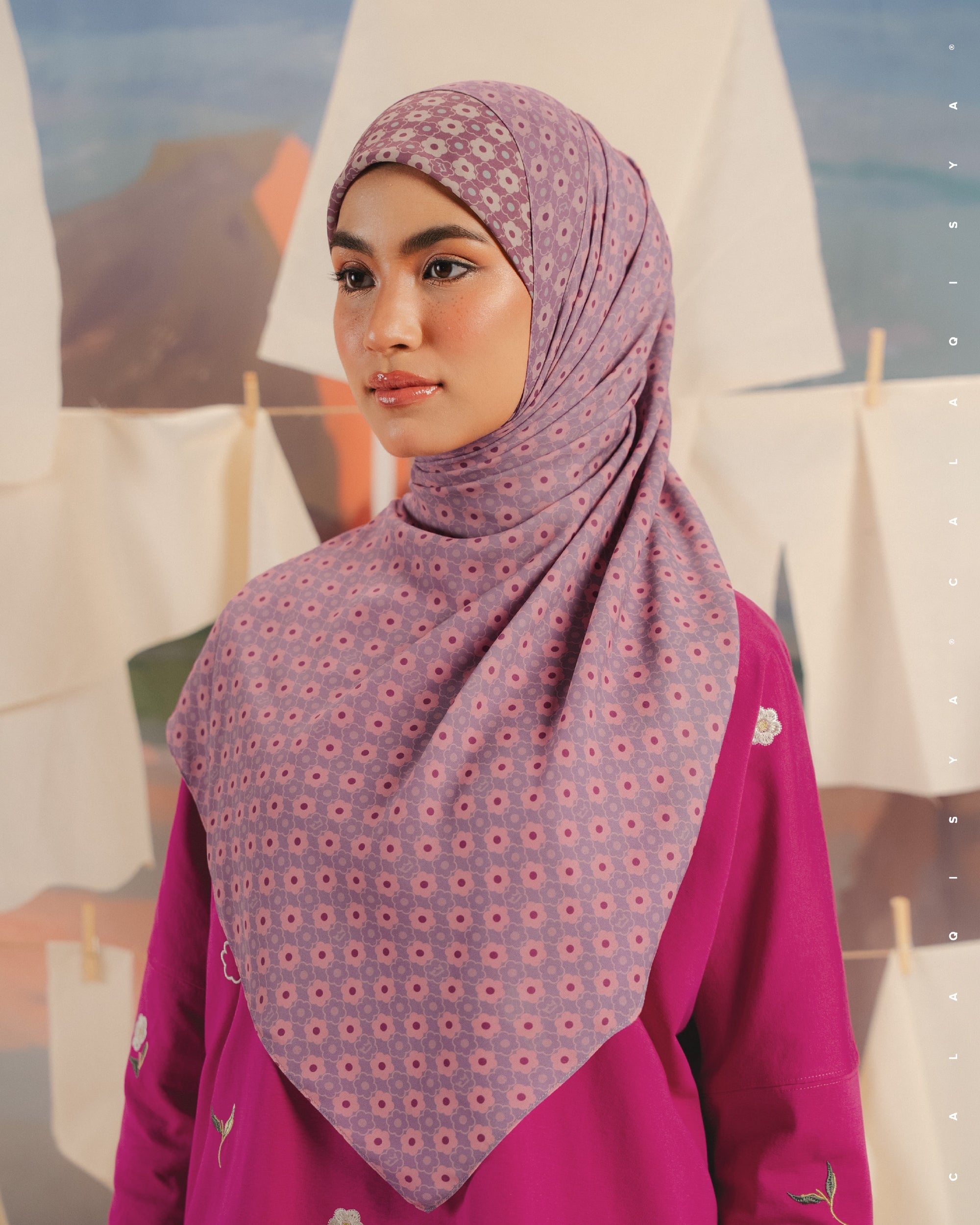 CQ X MACHINO NEST SHAWL IN GRAPE NECTAR