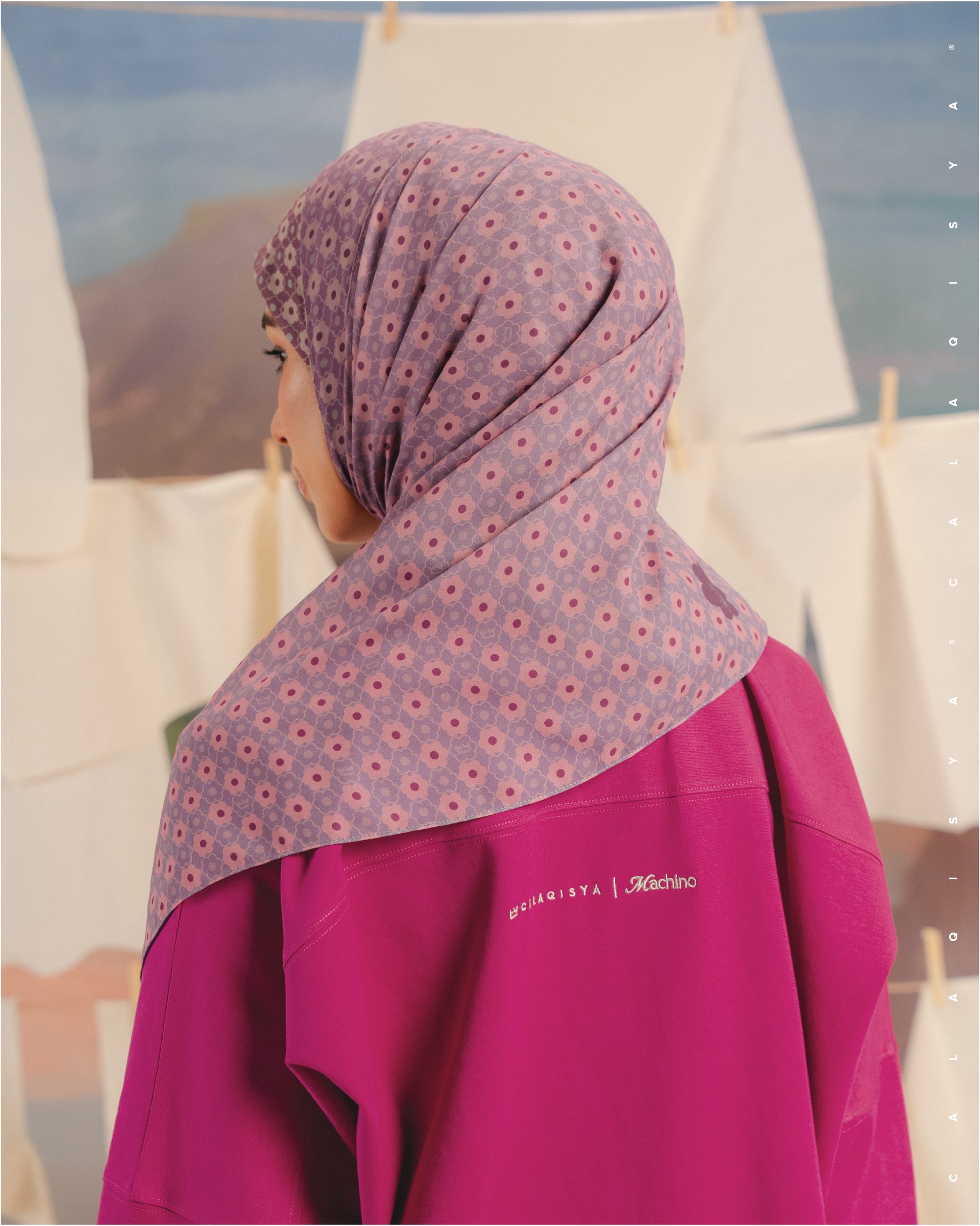 CQ X MACHINO NEST SHAWL IN GRAPE NECTAR