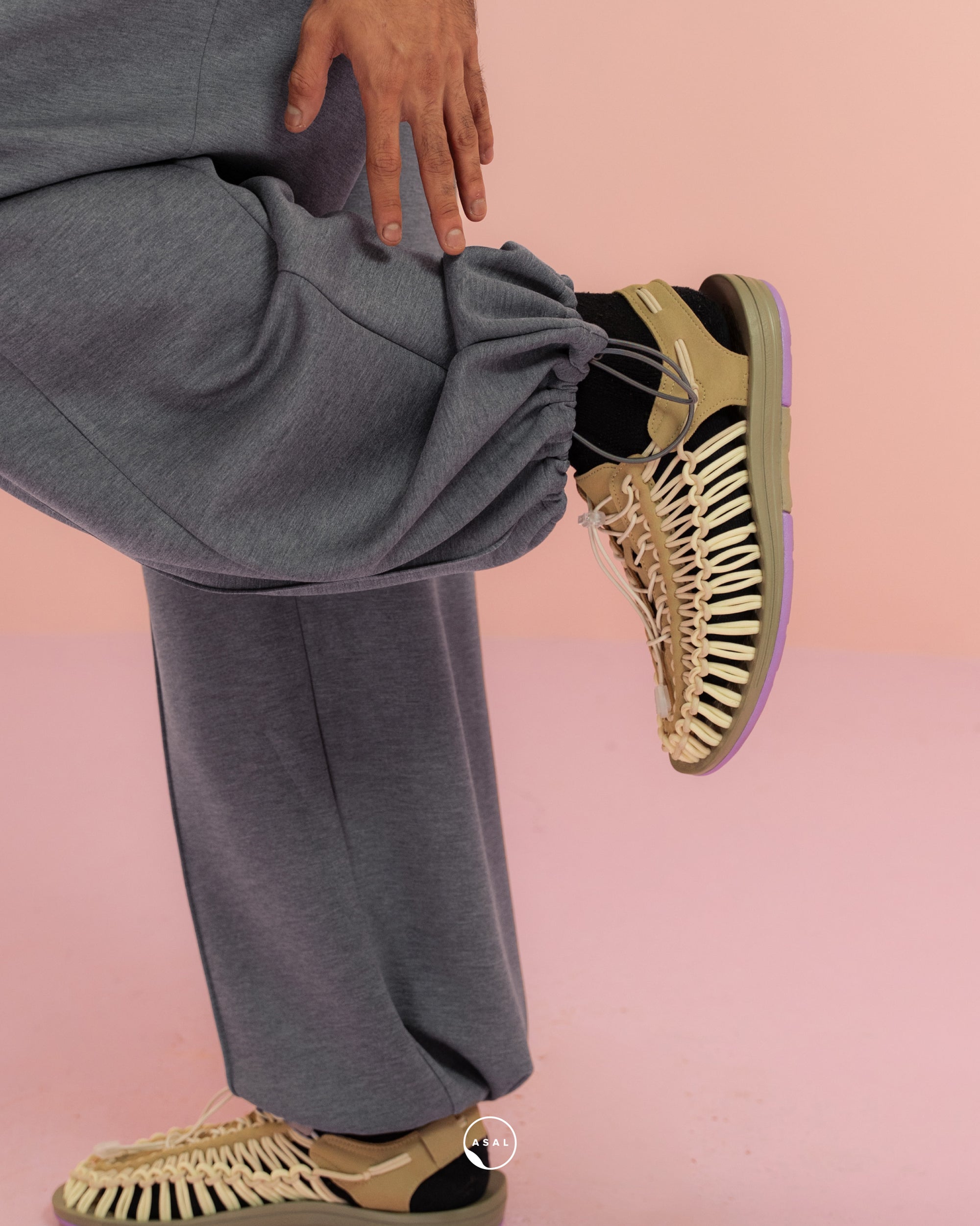 COLUMN RUSH PANTS IN GREY FLANNEL