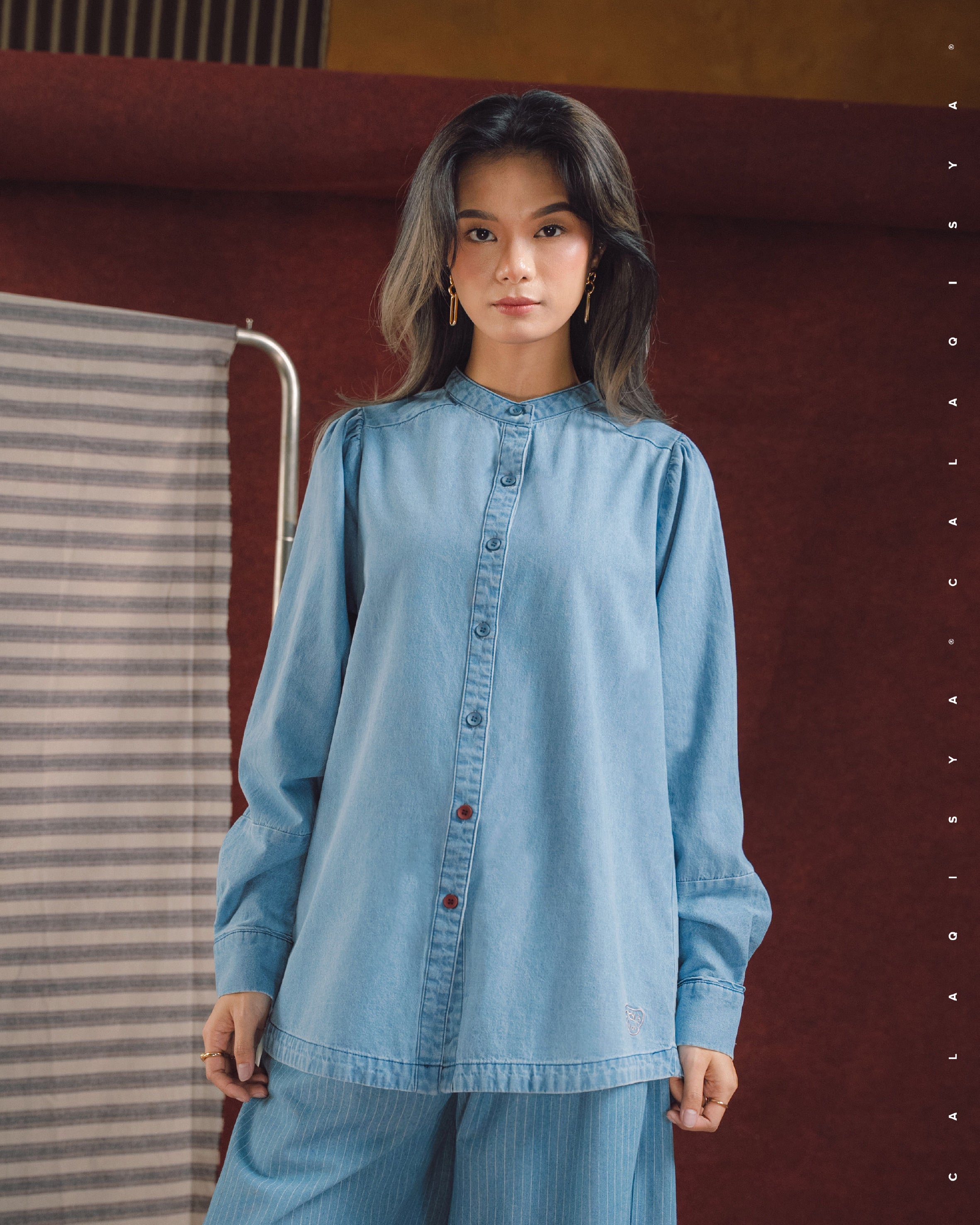 シャツ+ブラウス(半袖+袖なし) papier denim louise blouse/sky blue papier denim louise blouse/sky blueの通販 by アリ'shop｜ラクマ