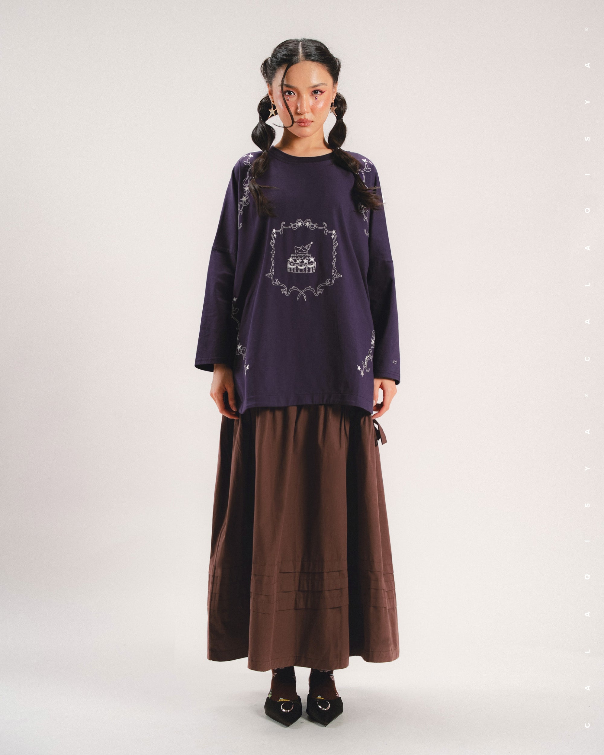 MAISON LUMIERE CLOUD SHIRT (EMBROIDERY) IN NIGHT SHADE