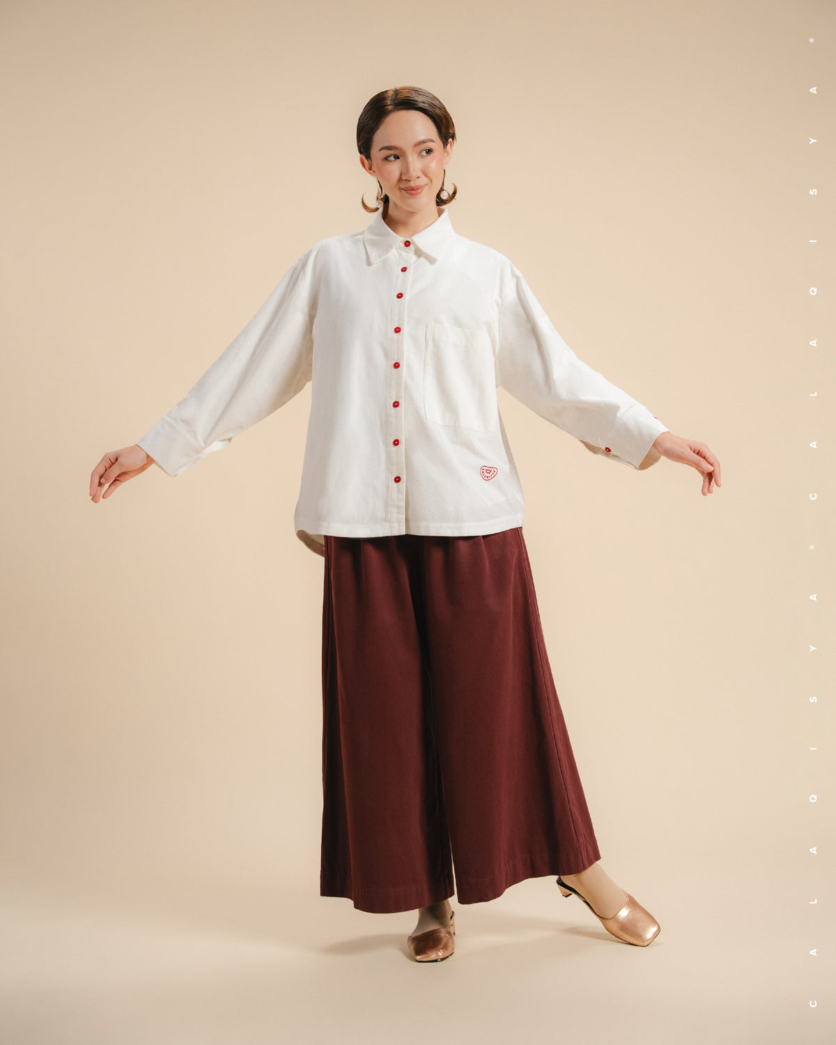 CQ OXFORD SHIRT (100% COTTON) IN OFF WHITE (FULLY LINED)