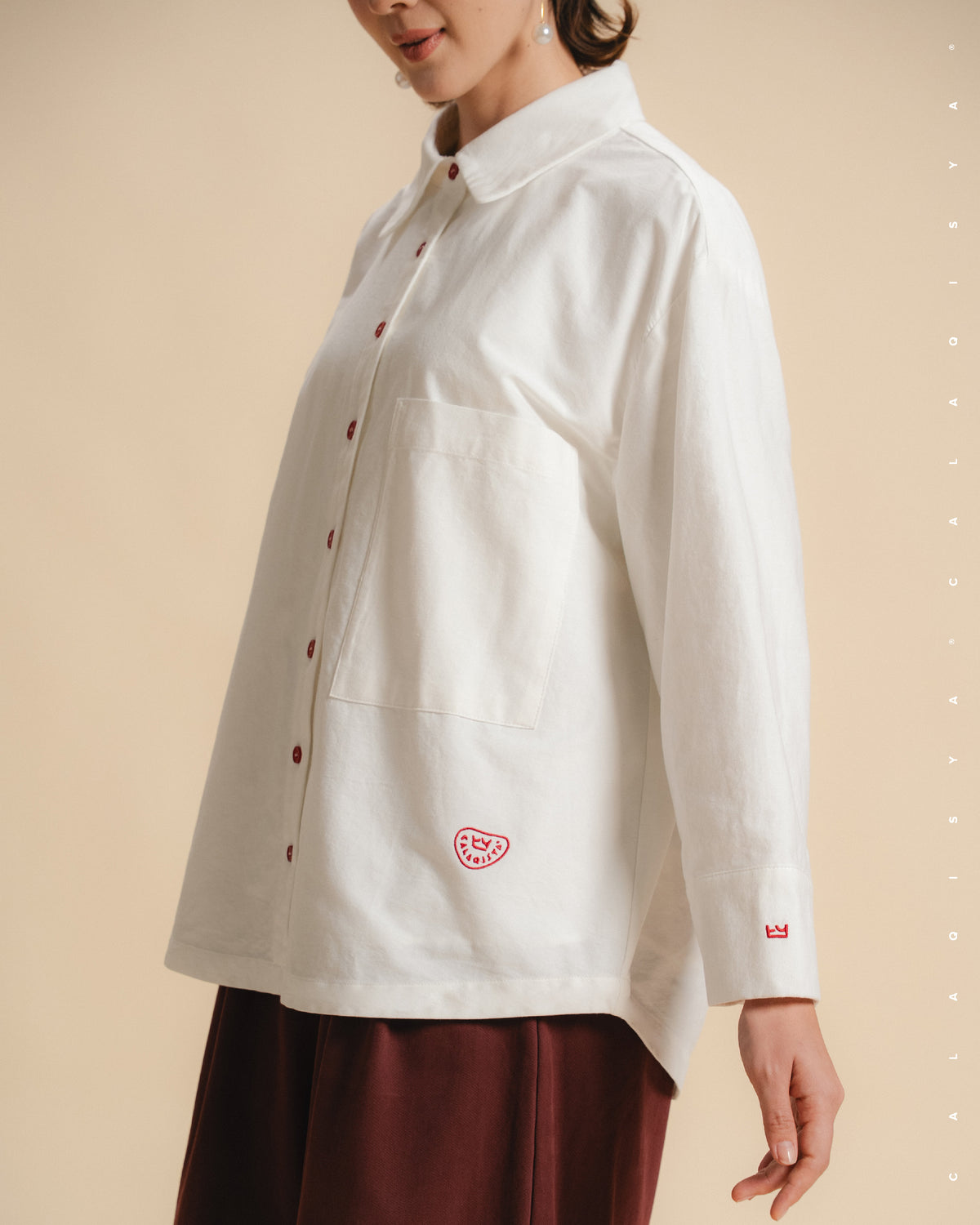CQ OXFORD SHIRT (100% COTTON) IN OFF WHITE (FULLY LINED)
