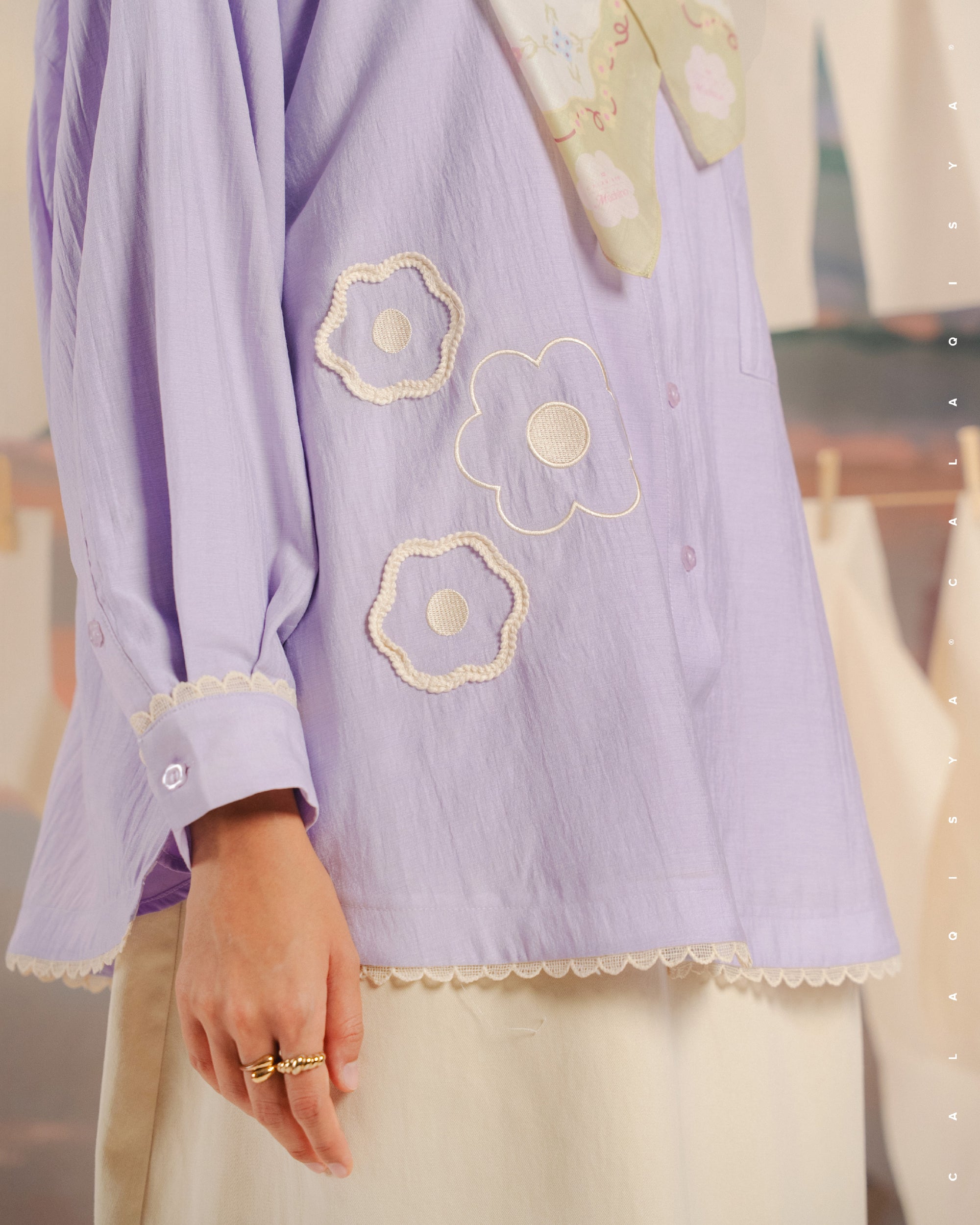 CQ X MACHINO AMBER SHIRT (FULLY LINED) (EMBROIDERY) IN ORCHID PETAL
