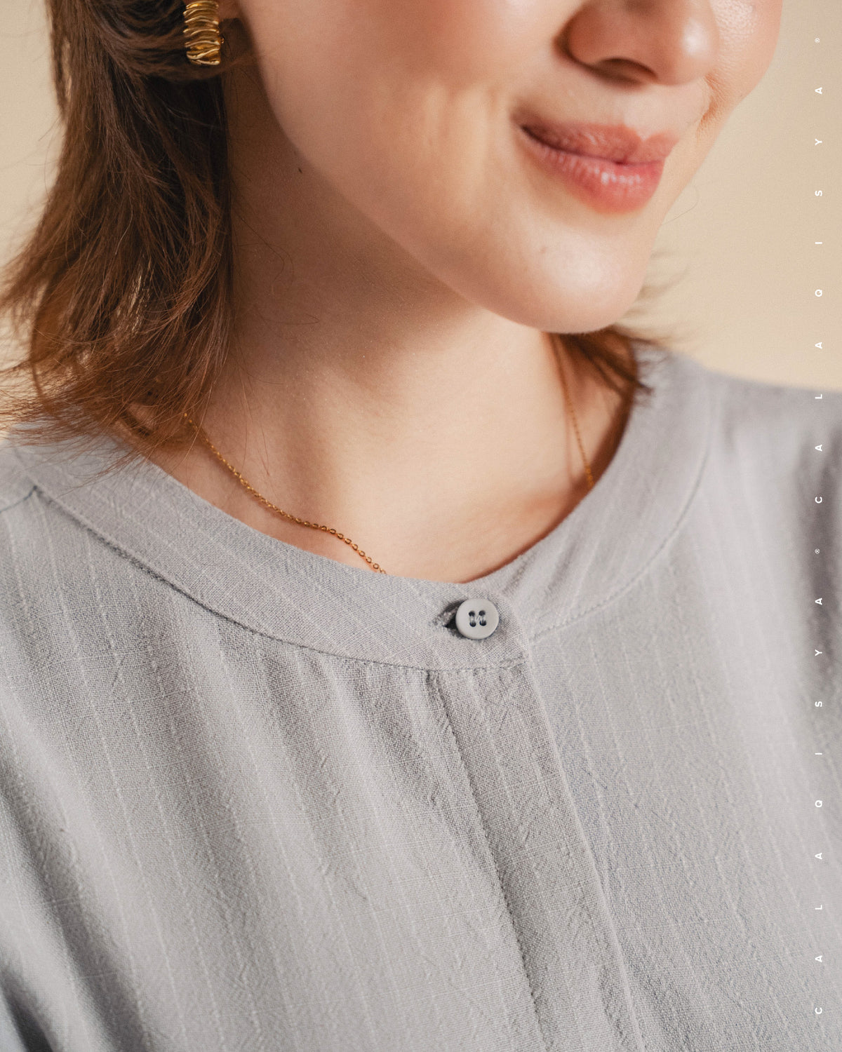 EVERYDAY STRIPE SHIRT IN OYSTER MUSHROOM