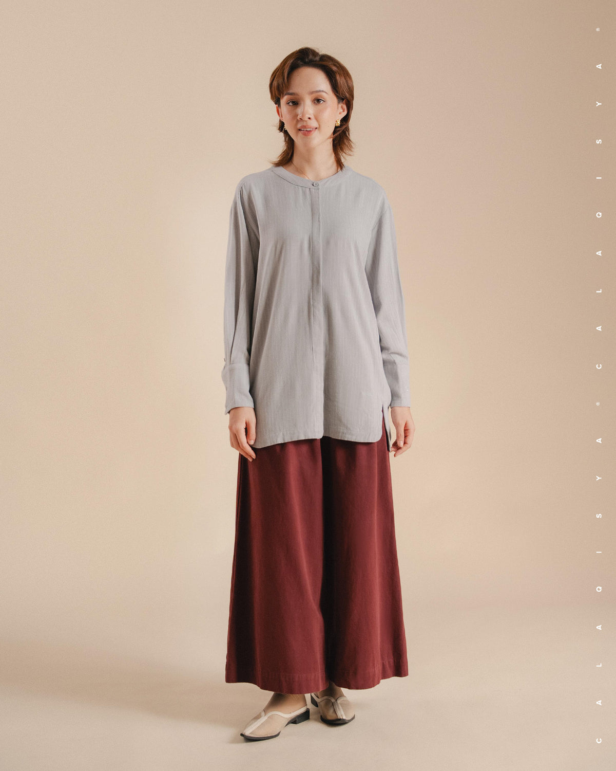 EVERYDAY STRIPE SHIRT IN OYSTER MUSHROOM