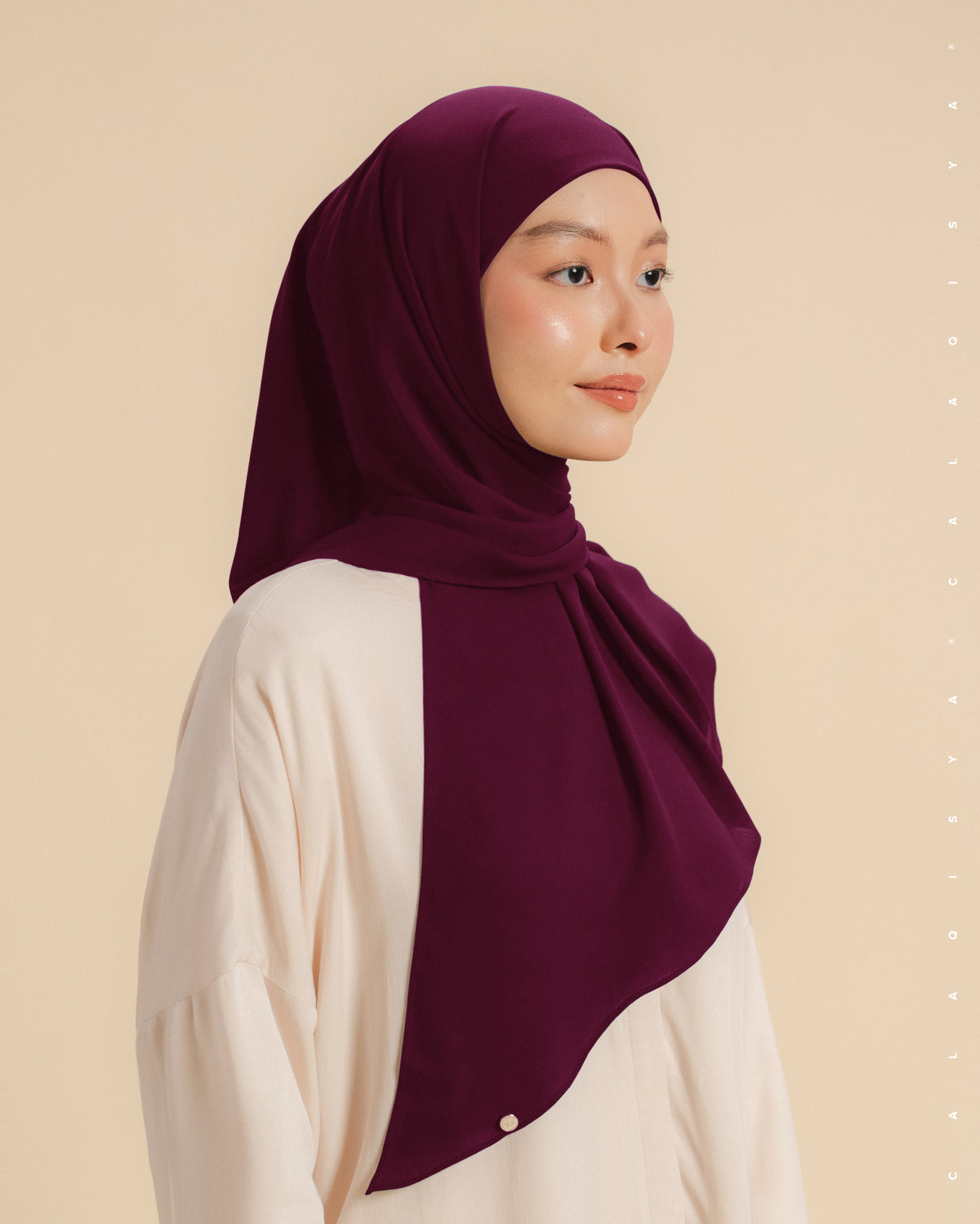 DANIAH TIE BACK UNDERCHIN (TRIANGLE) IN PURPLE POTION