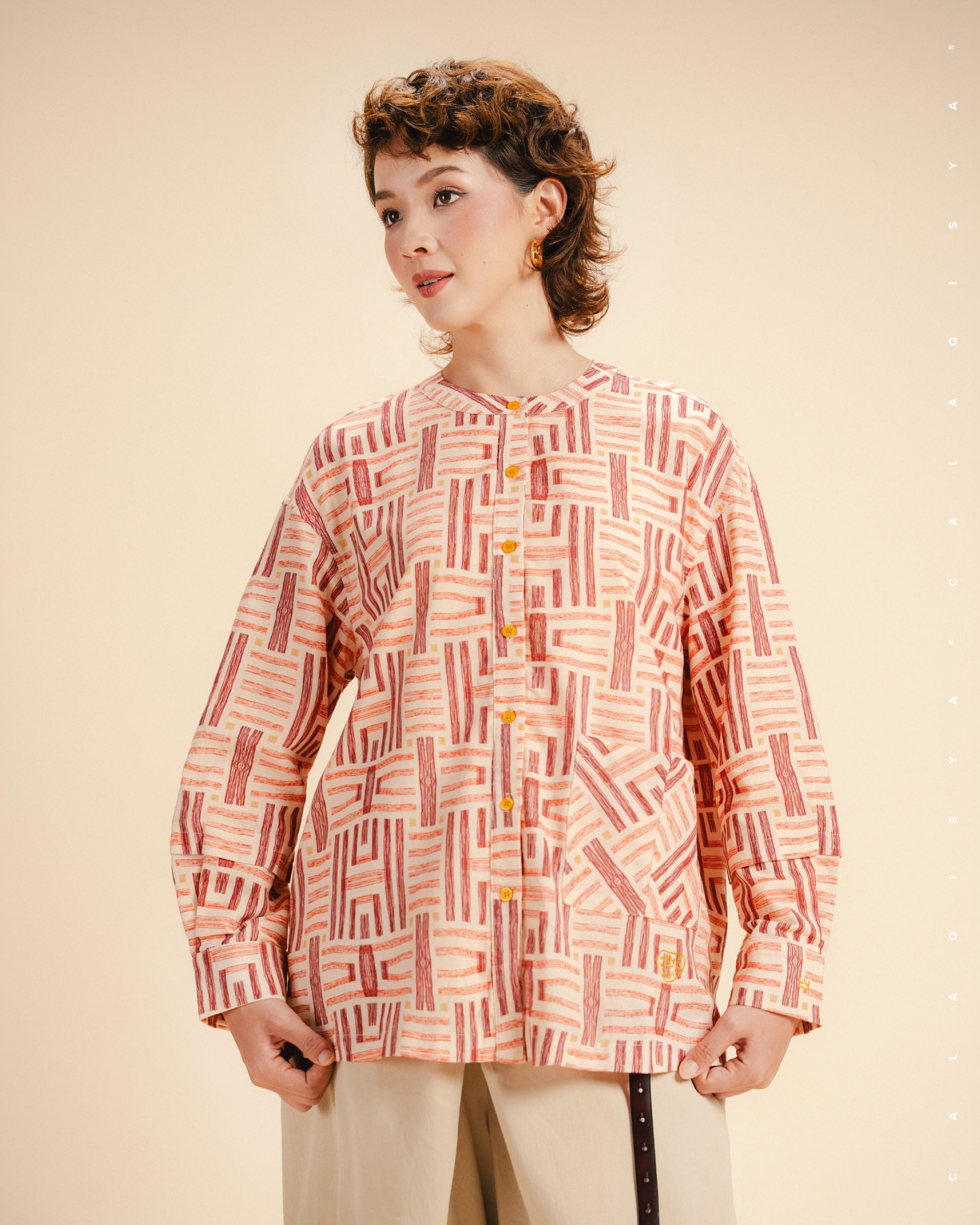LOFT SHIRT IN SALSA ROSE (FULLY LINED)