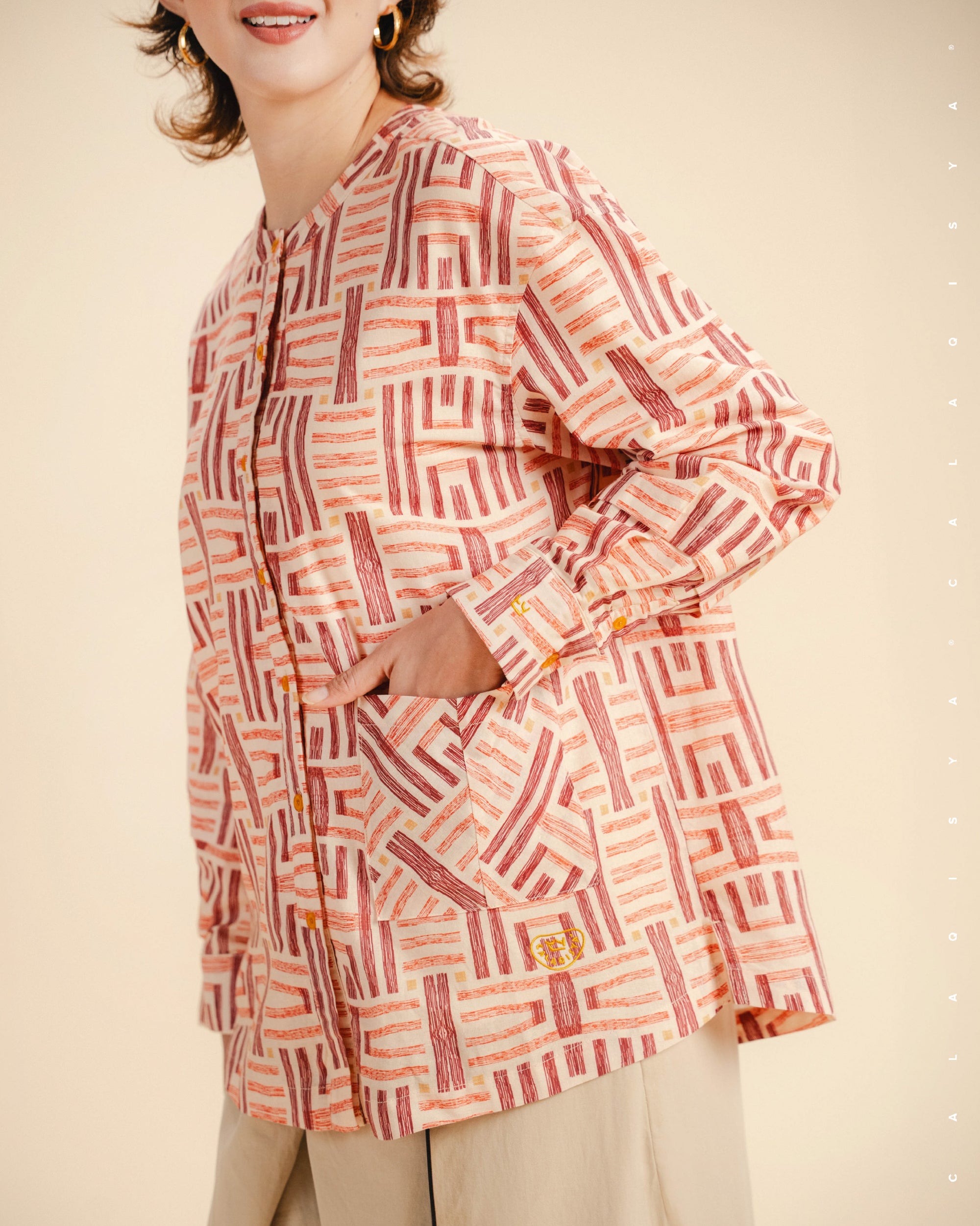 LOFT SHIRT IN SALSA ROSE (FULLY LINED)