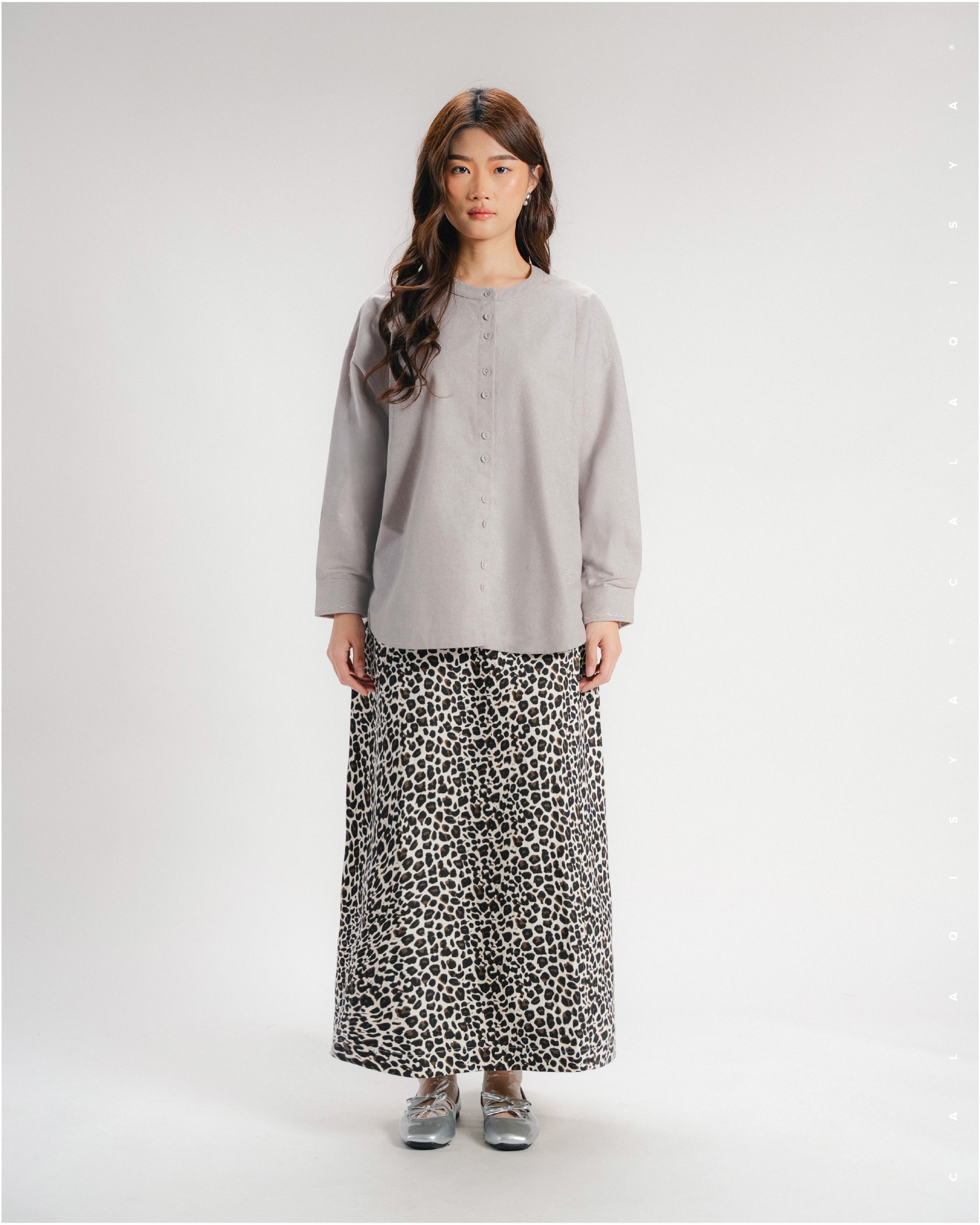 RUND SKIRT (PRINTED) IN STALACTITE