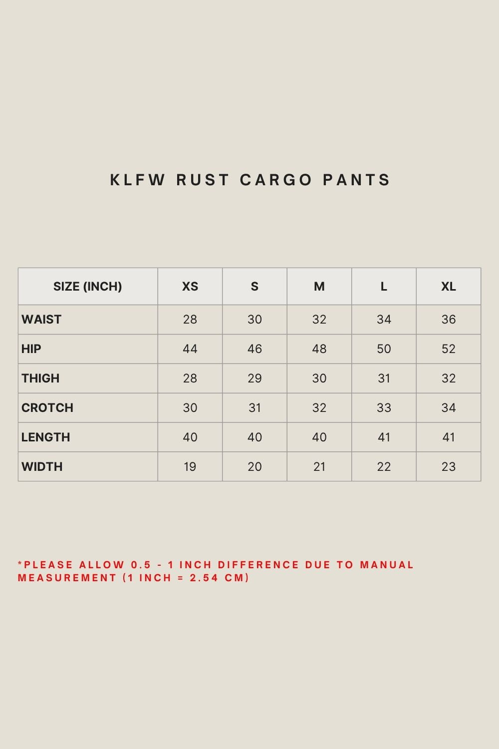 KLFW RUST CARGO PANTS IN FOREST NIGHT