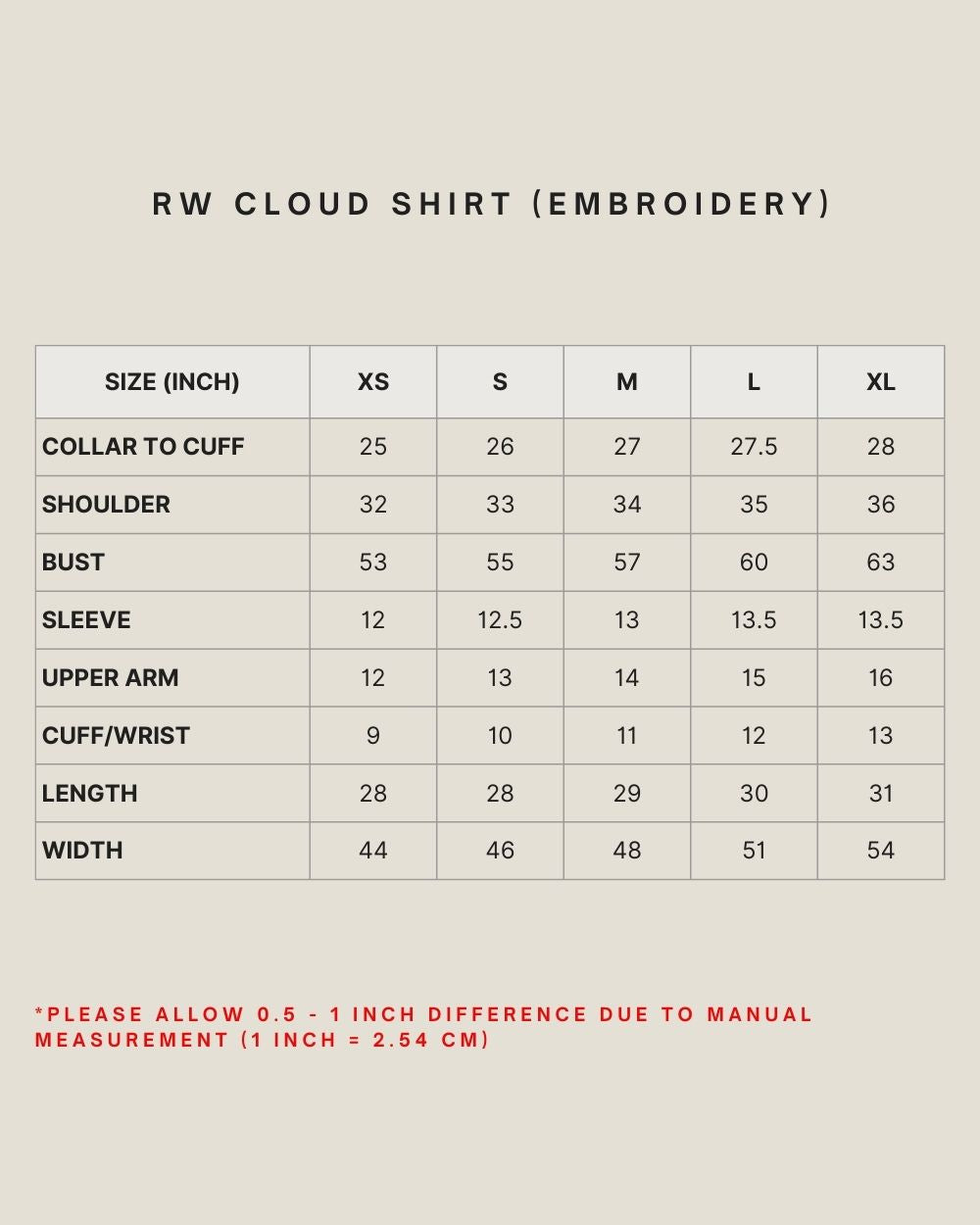RW CLOUD SHIRT (EMBROIDERY) IN RUMBA RED