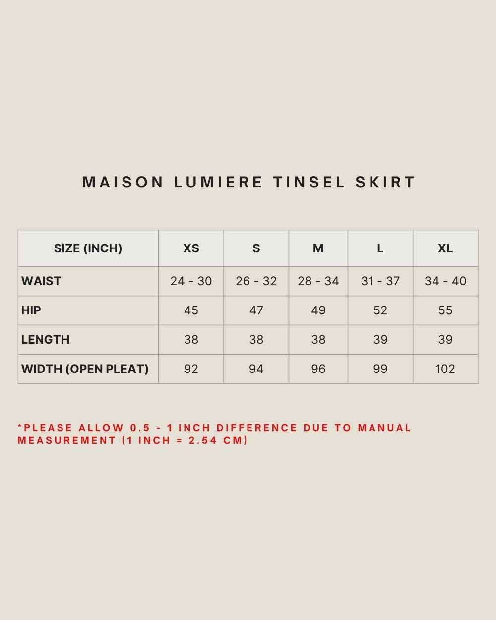 MAISON LUMIERE TINSEL SKIRT IN RAWHIDE
