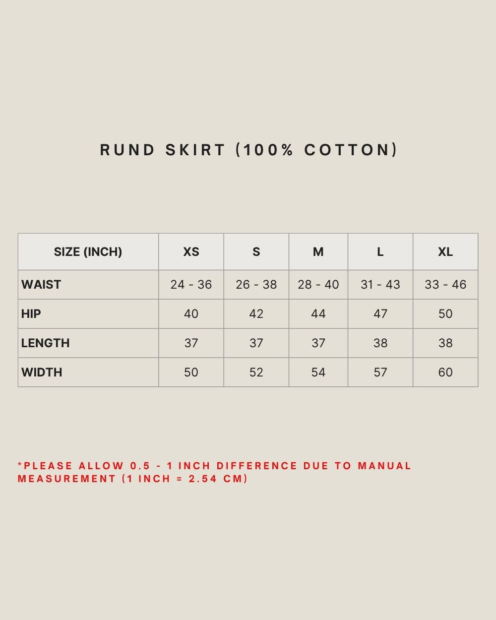 RUND SKIRT (100% COTTON) IN EGGNOG