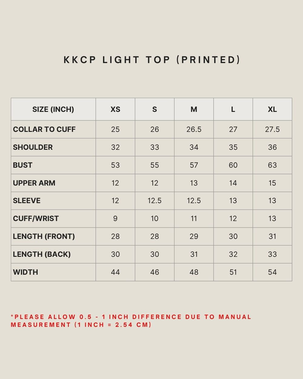 KKCP LIGHT TOP (PRINTED) IN BLACK