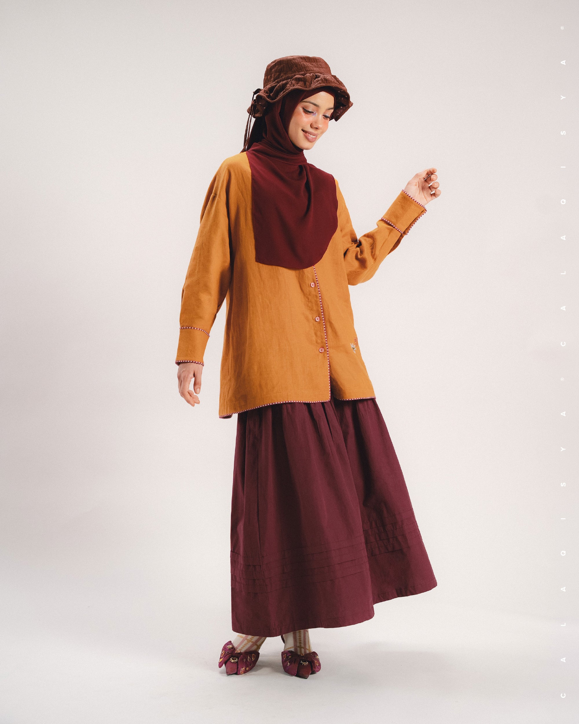 MAISON LUMIERE WALTZ SKIRT IN TAWNY PORT