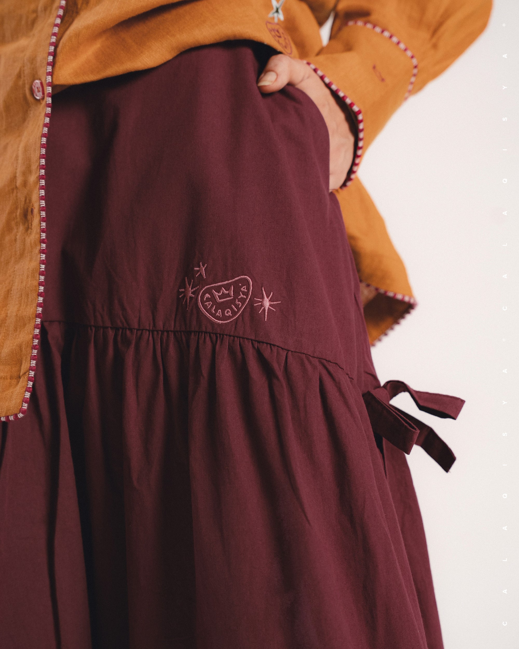 MAISON LUMIERE WALTZ SKIRT IN TAWNY PORT
