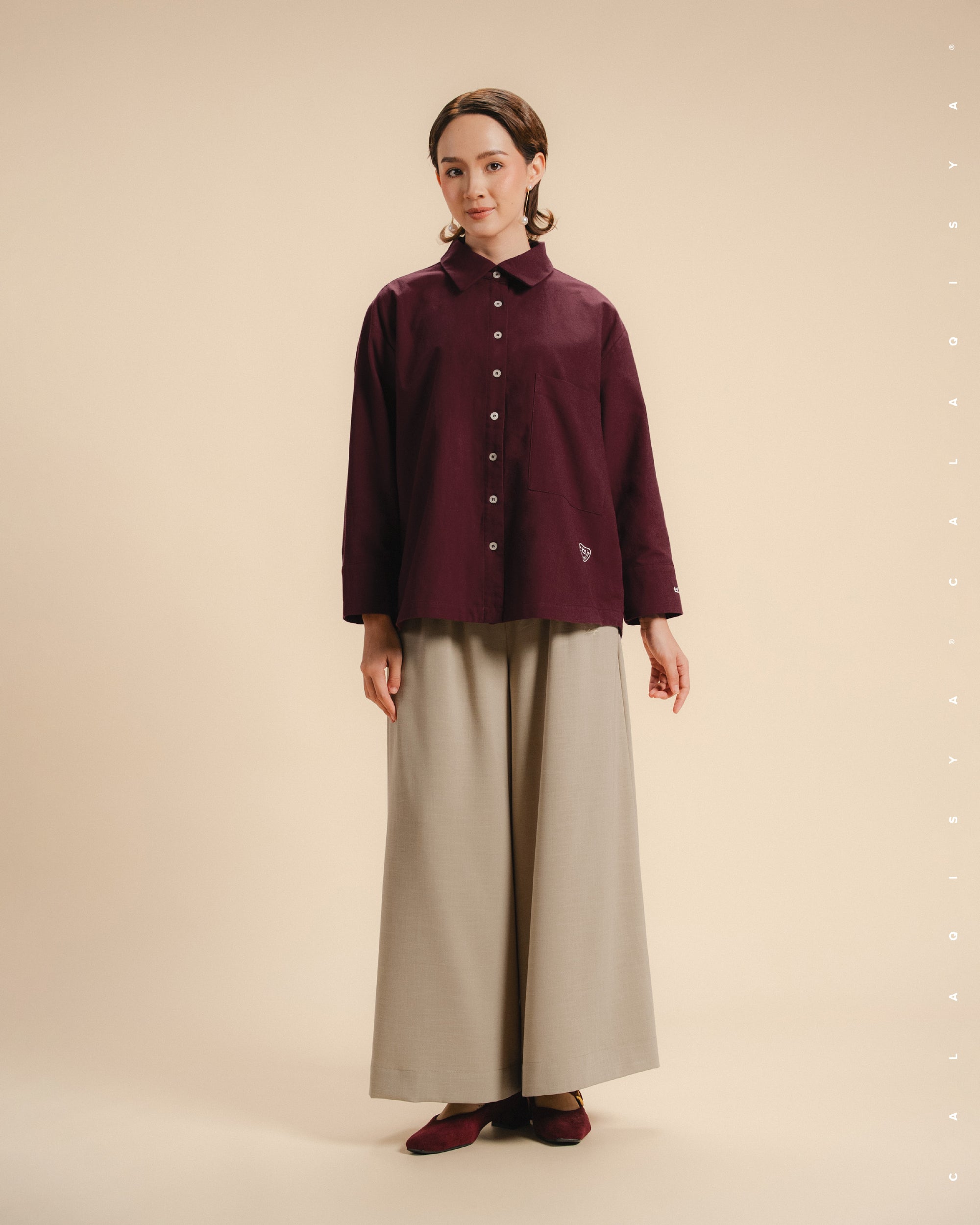 CQ OXFORD SHIRT (100% COTTON) IN TAWNY PORT