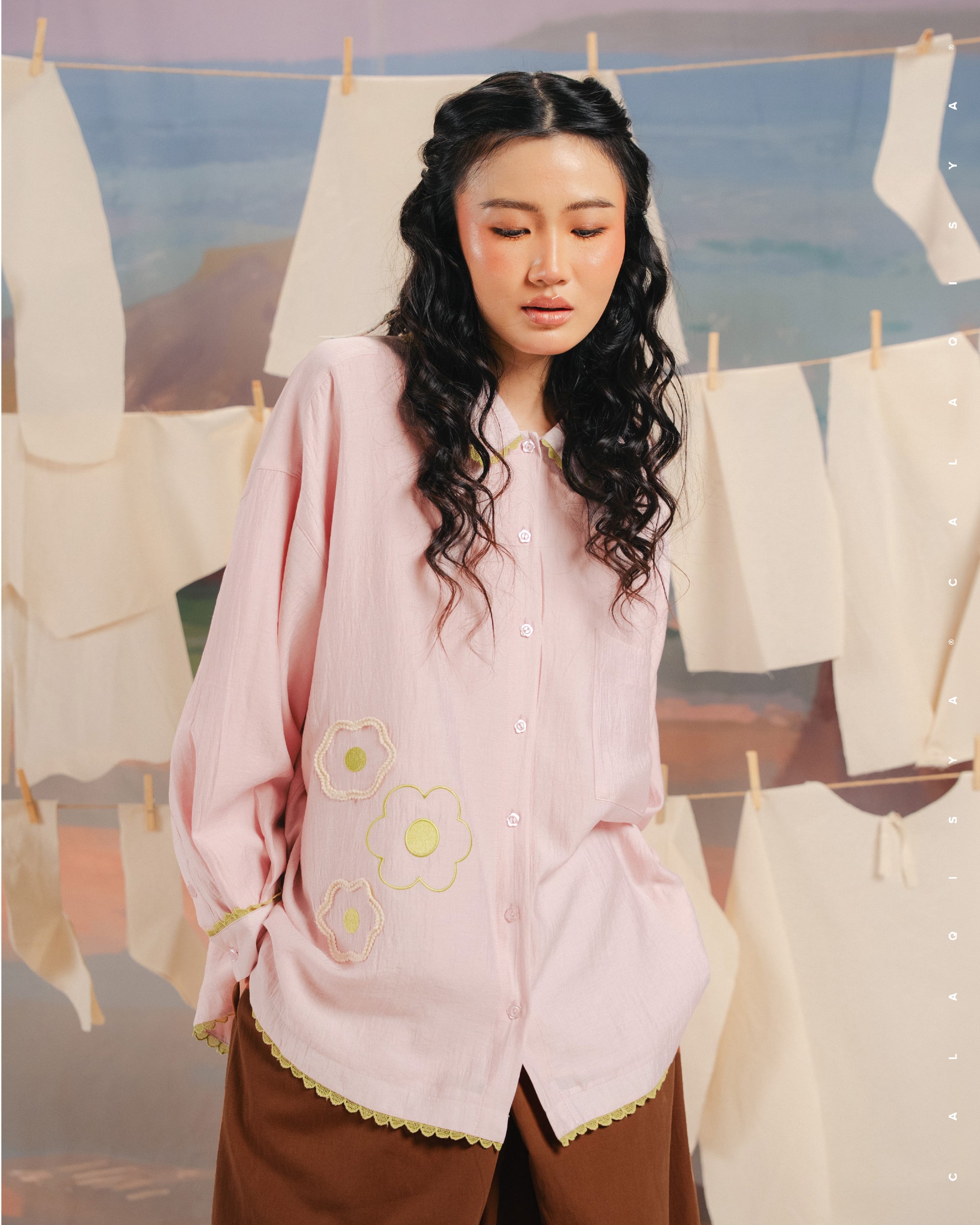 CQ X MACHINO AMBER SHIRT (FULLY LINED) (EMBROIDERY) IN VEILED ROSE