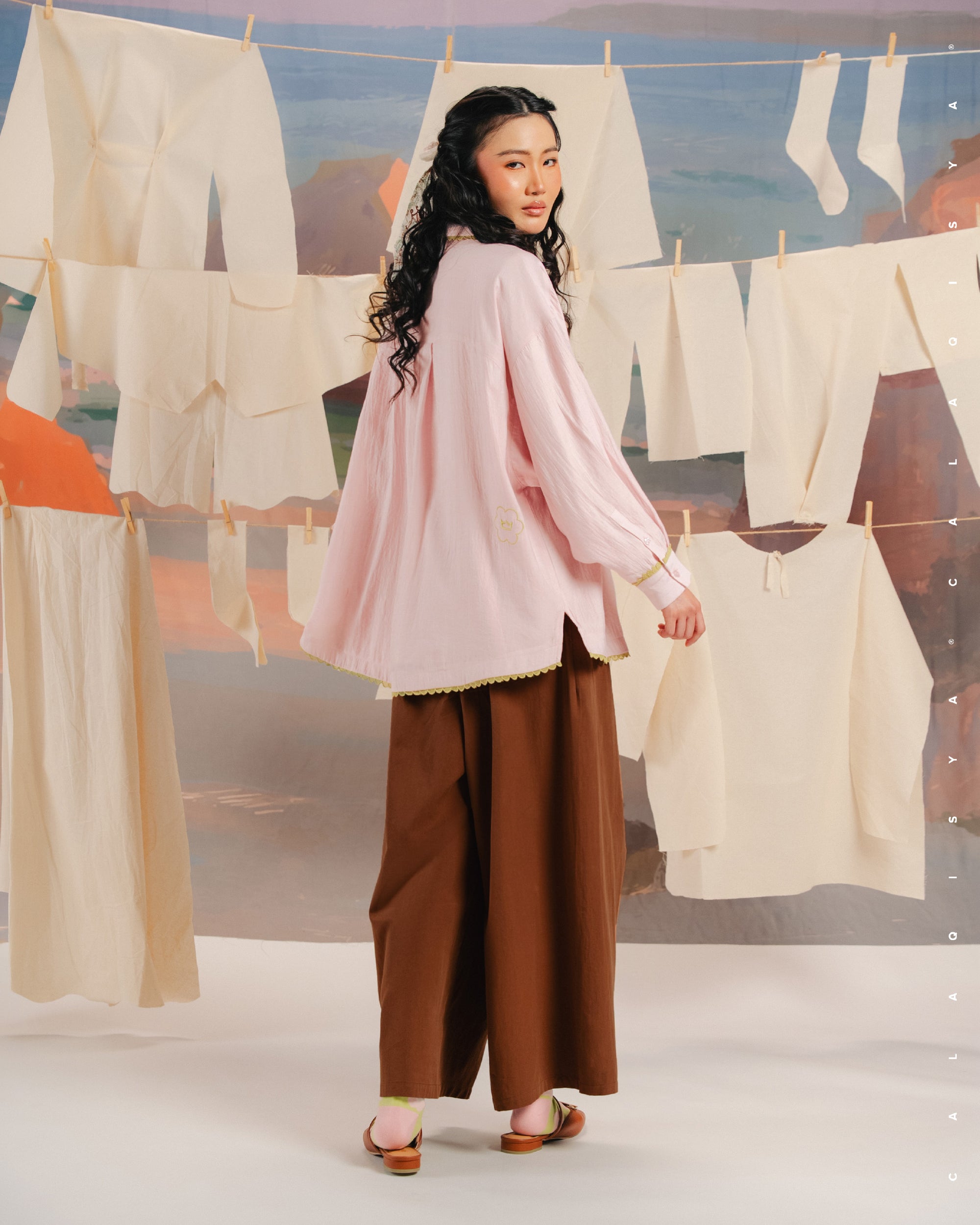 CQ X MACHINO AMBER SHIRT (FULLY LINED) (EMBROIDERY) IN VEILED ROSE