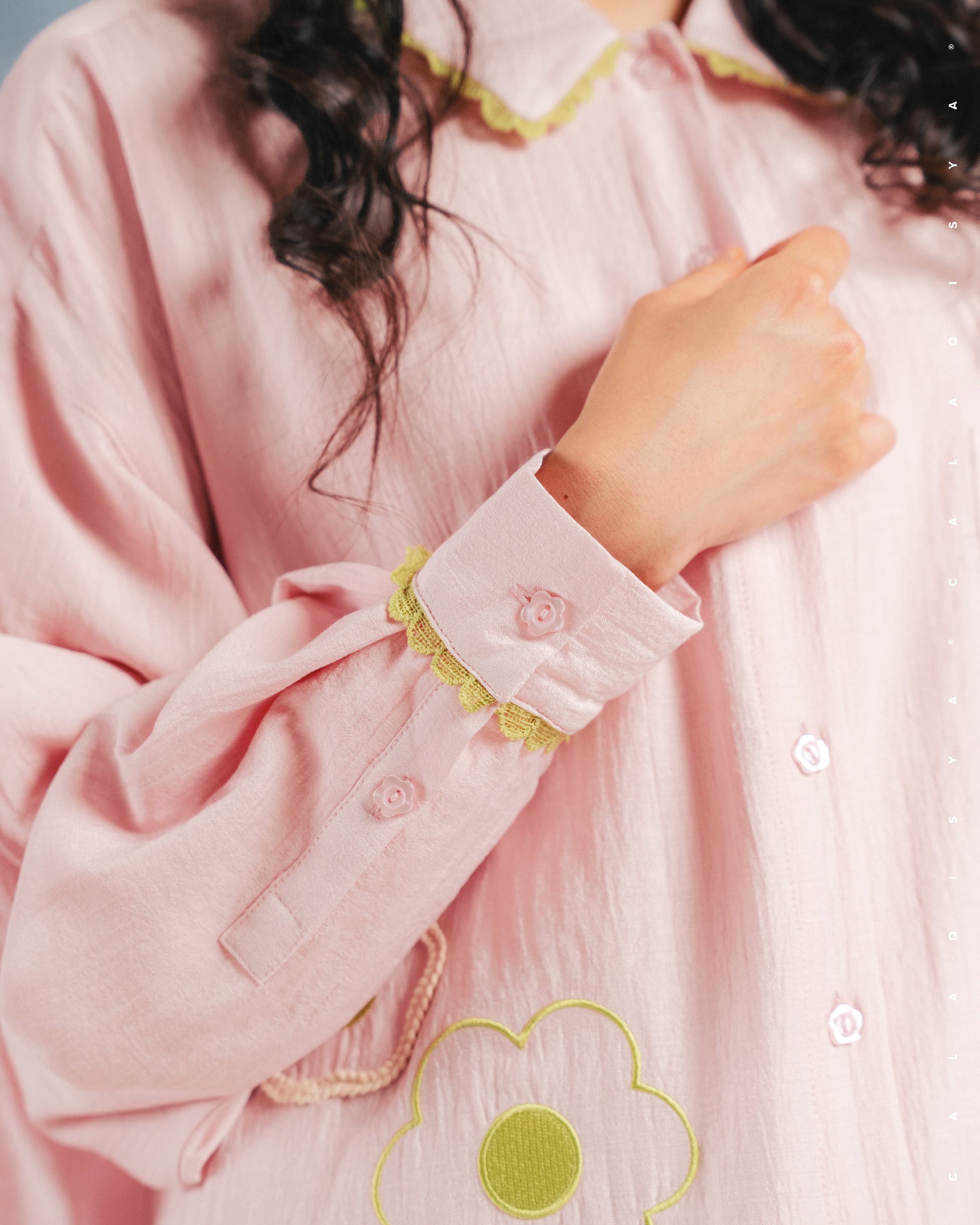 CQ X MACHINO AMBER SHIRT (FULLY LINED) (EMBROIDERY) IN VEILED ROSE