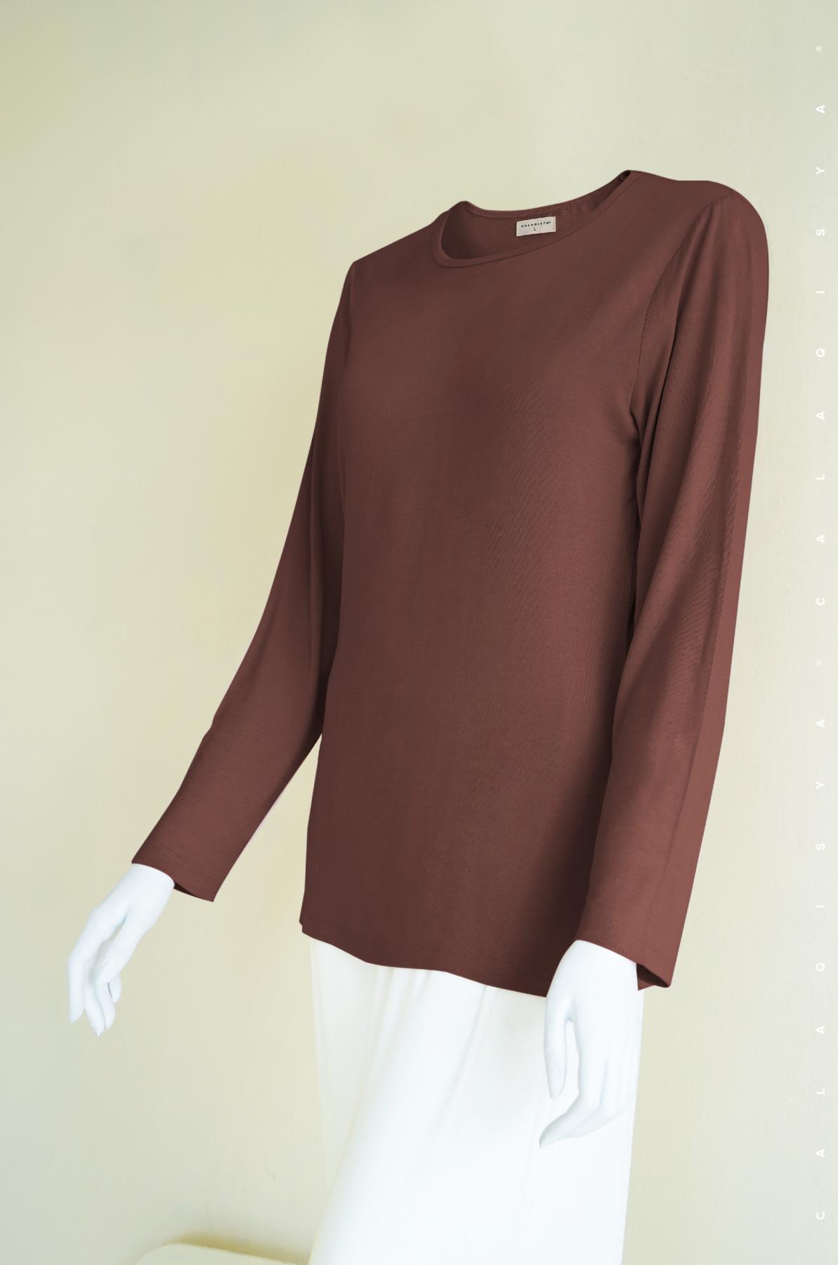 UNDER SHIRT IN BROWN GARNET | Shop CalaQisya Online | Dress | Tops ...